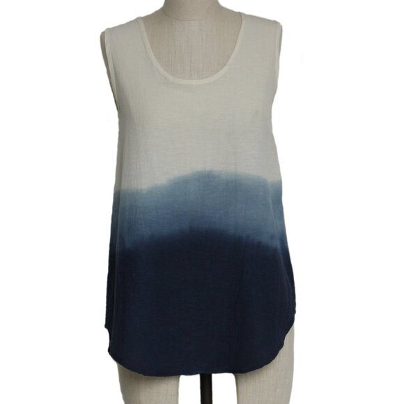 Blue and Cream Ombre Sleeveless Blouse - Picture 1 of 4